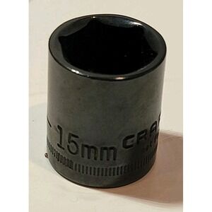 Vintage Black Chrome Craftsman 15mm 6PT 3/8"‎ Drive Shallow Socket S-AD #44570